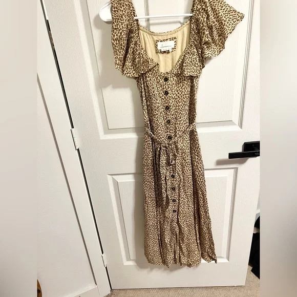 Anthropologie boho Animal Print Button Down Midi Dress - Picture 4 of 11